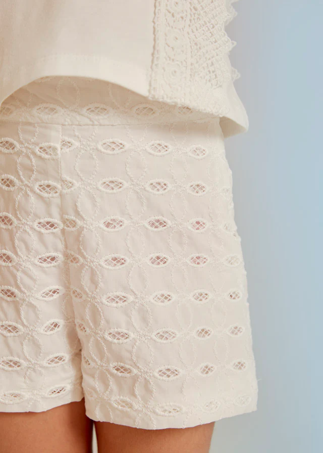 White Eyelet Shorts - Image 2