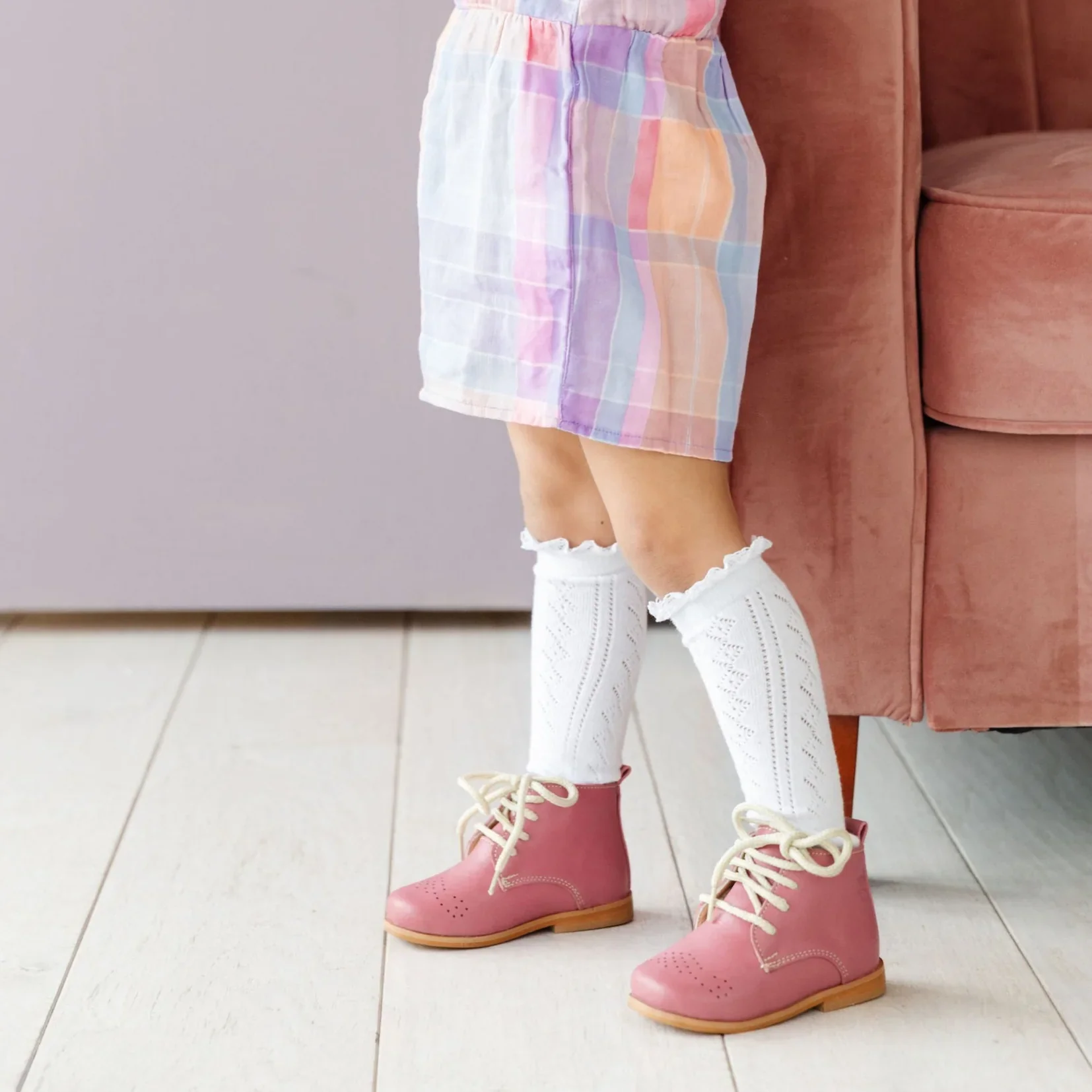 White Fancy Lace Top Knee High Socks - Image 4