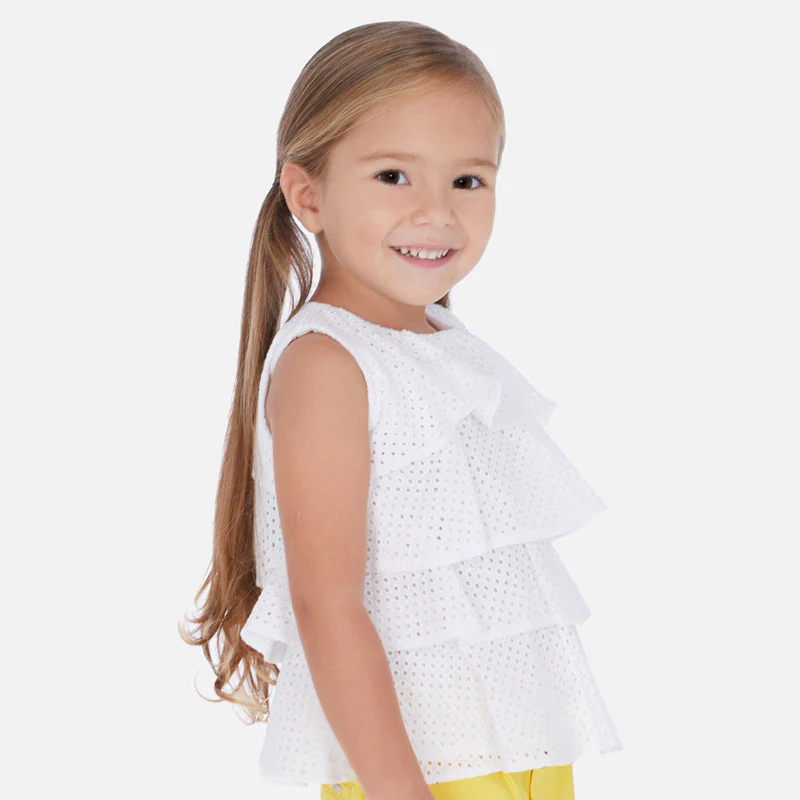 White Flutter Blouse