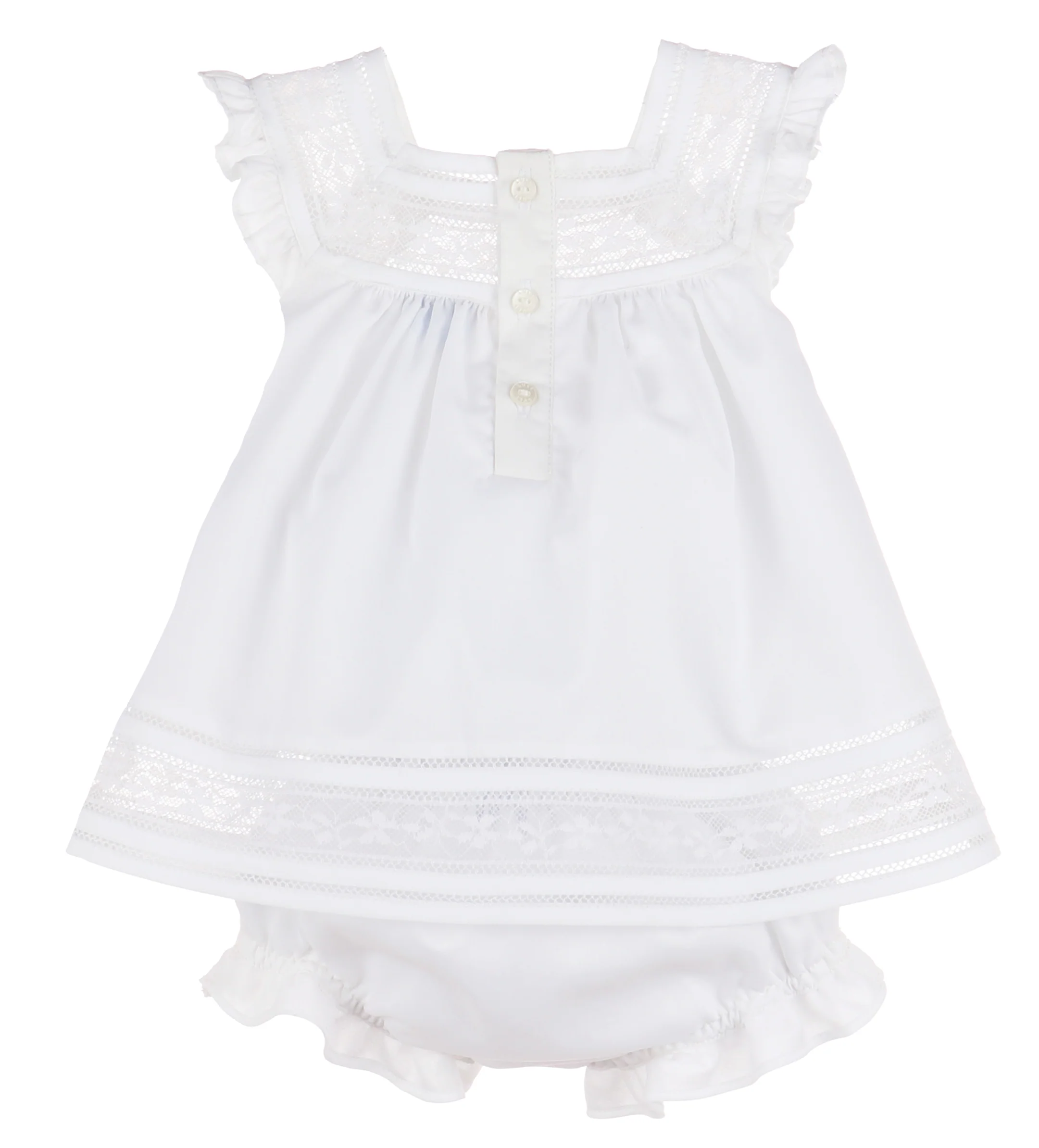 White Heirloom Baby Set With Insert Lace - Image 2