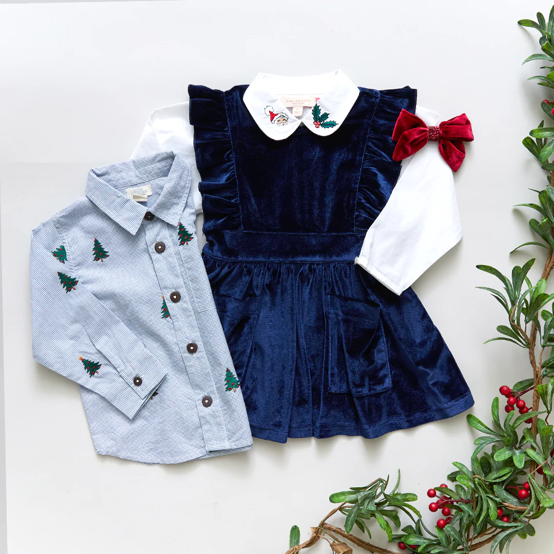 White Holiday Embroidery Collar Girls Shirt - Image 5