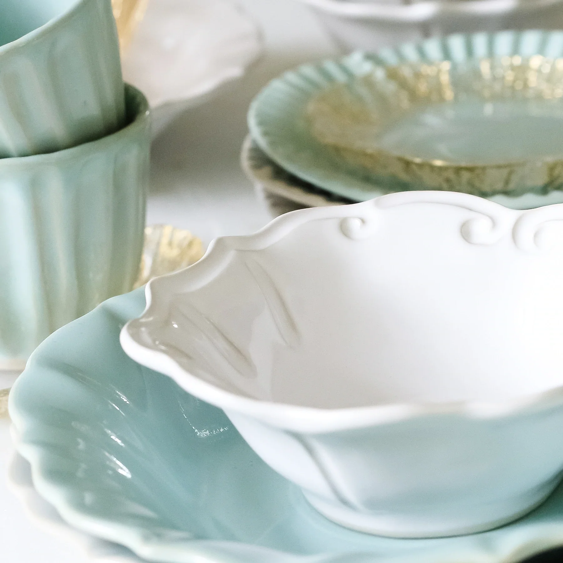 White Incanto Stone Baroque Cereal Bowl - Image 2