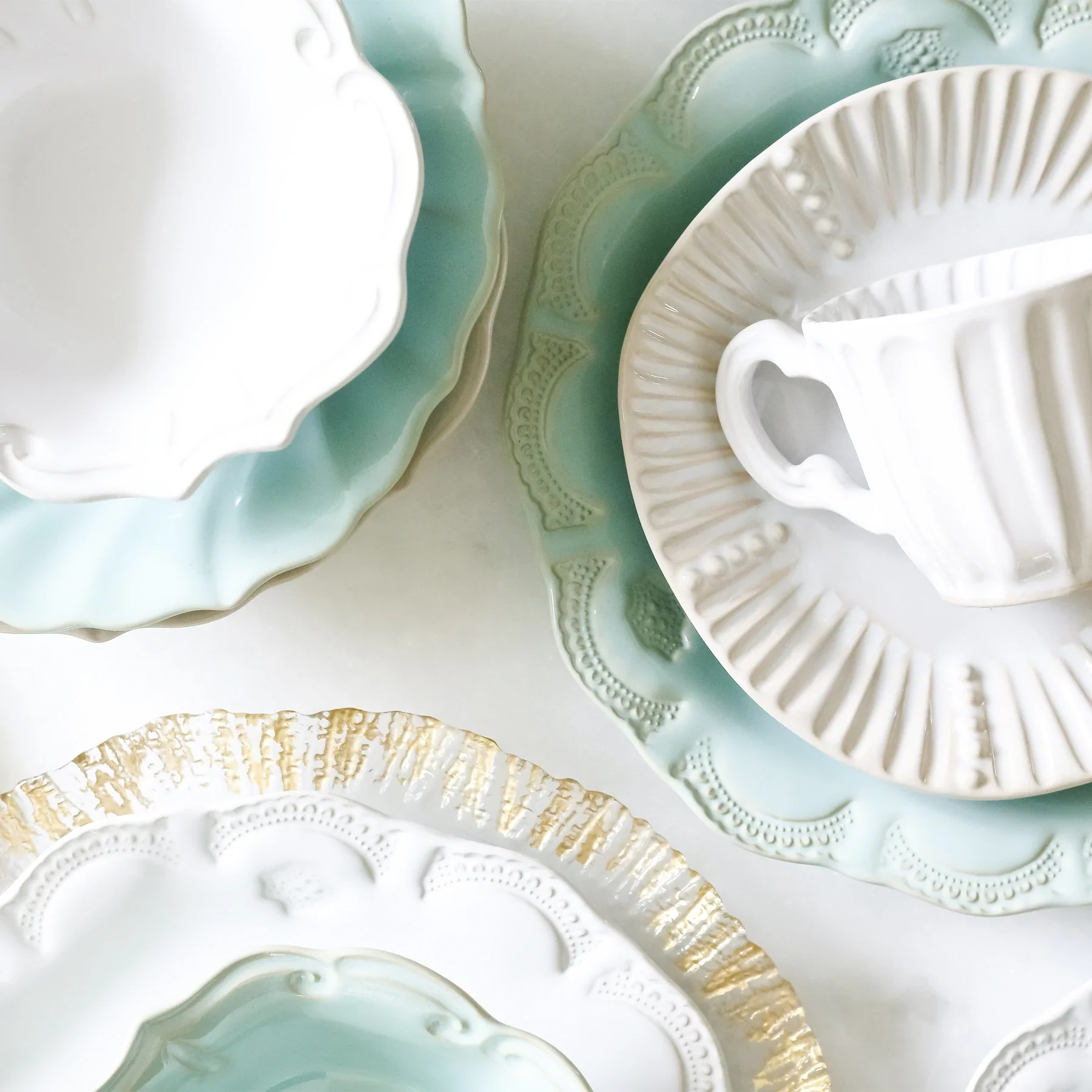 White Incanto Stone Stripe Salad Plate - Image 4