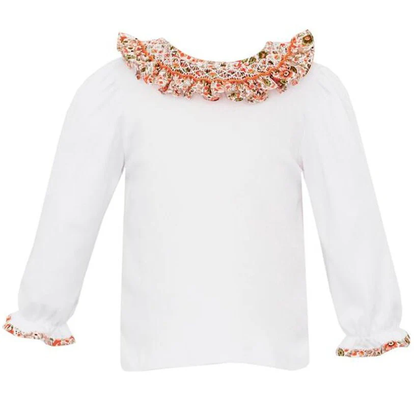 Smocked Orange Floral Top & Bloomer Set - Image 3