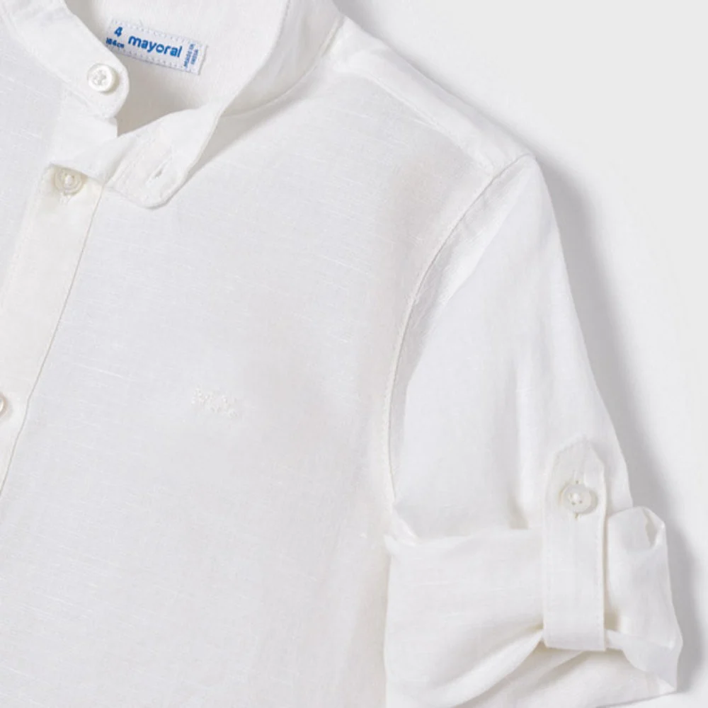 White Long Sleeve Linen Shirt - Image 2