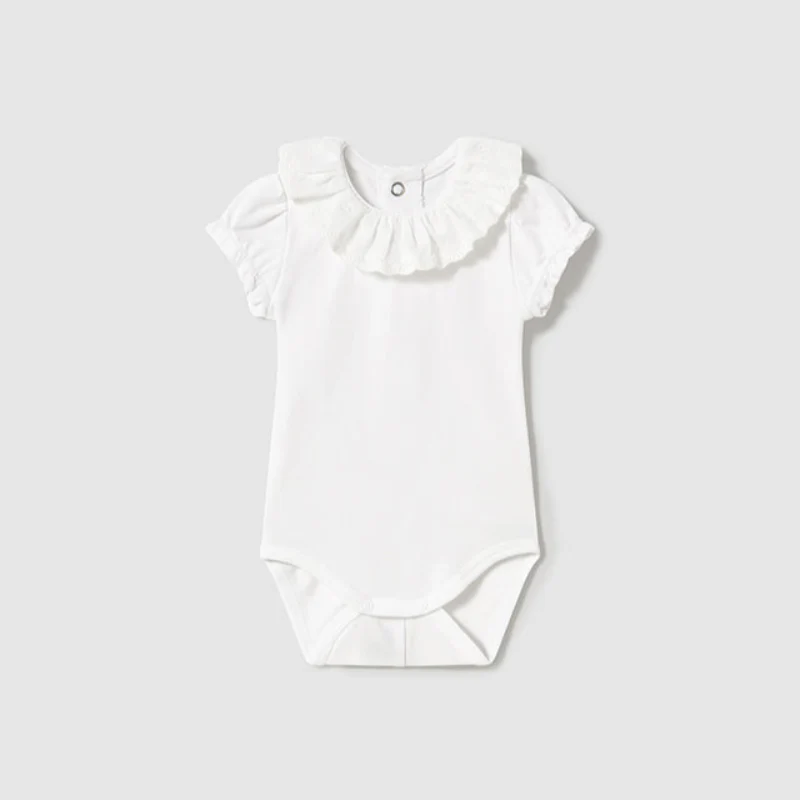 White Ruffle Collar Knit Bodysuit