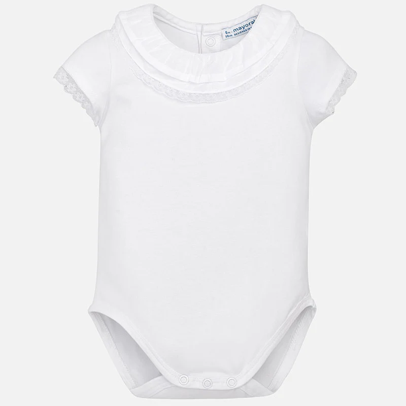 White Ruffle & Lace Onesie