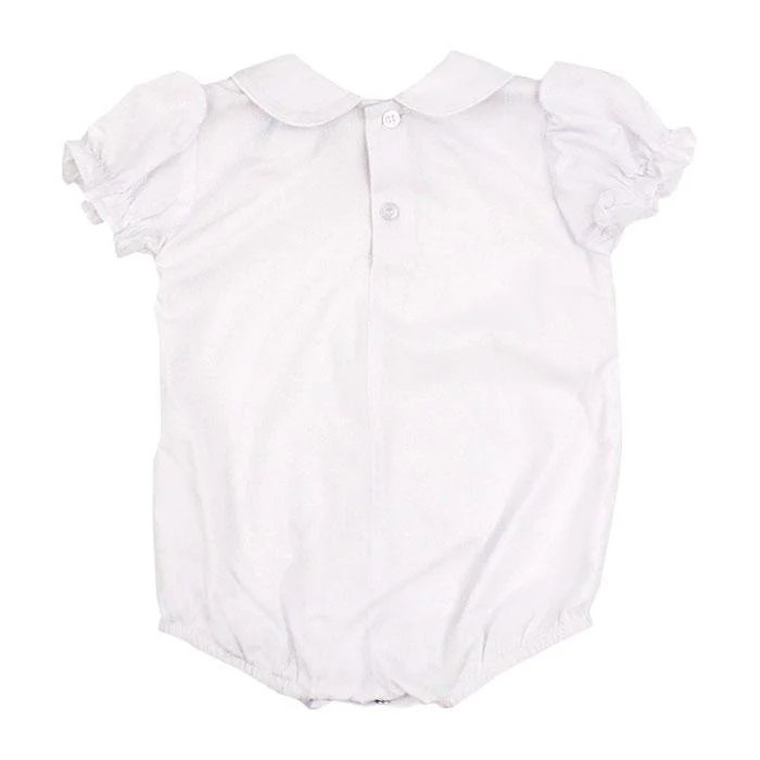White Short Ruffled Sleeve Piped Onesie - Image 2