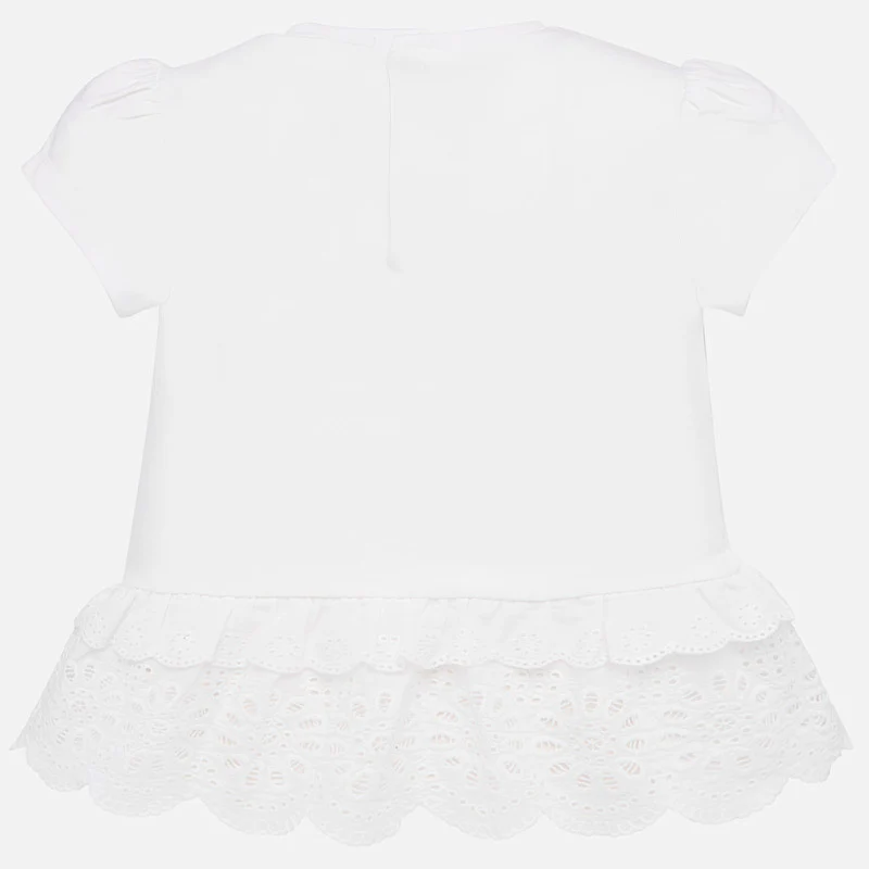 White Short Sleeve Perforated Shirt - Image 2
