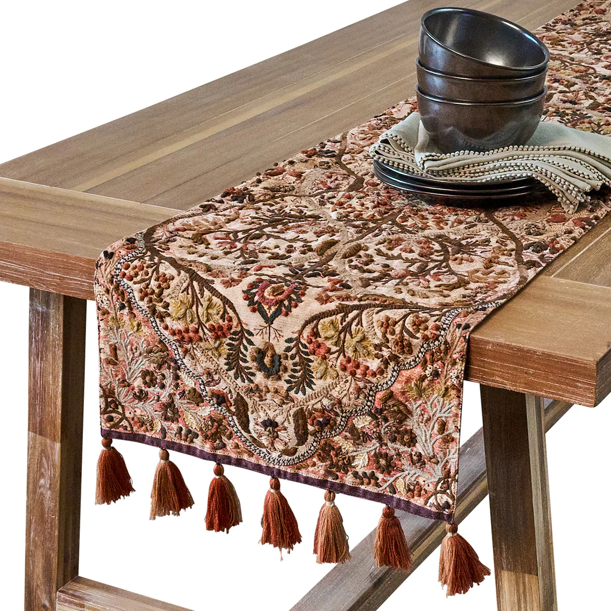 Willa Embroidered 18" x 90" Runner - Amber - Image 2